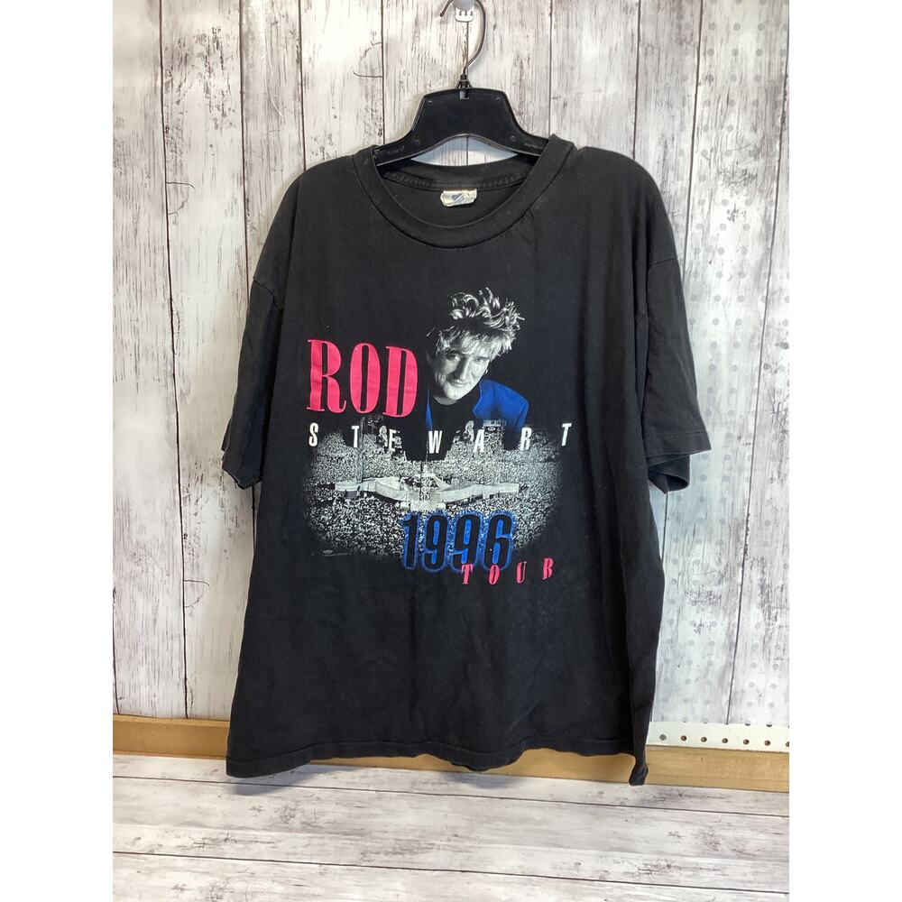 Vintage 90's Winterland Rod Stewart 1996 Concert Tour T-Shirt Size XL Black